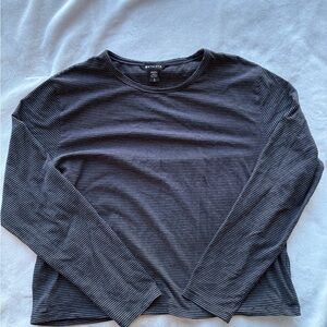 Athleta Black & Gray Striped Long-Sleeve Shirt
